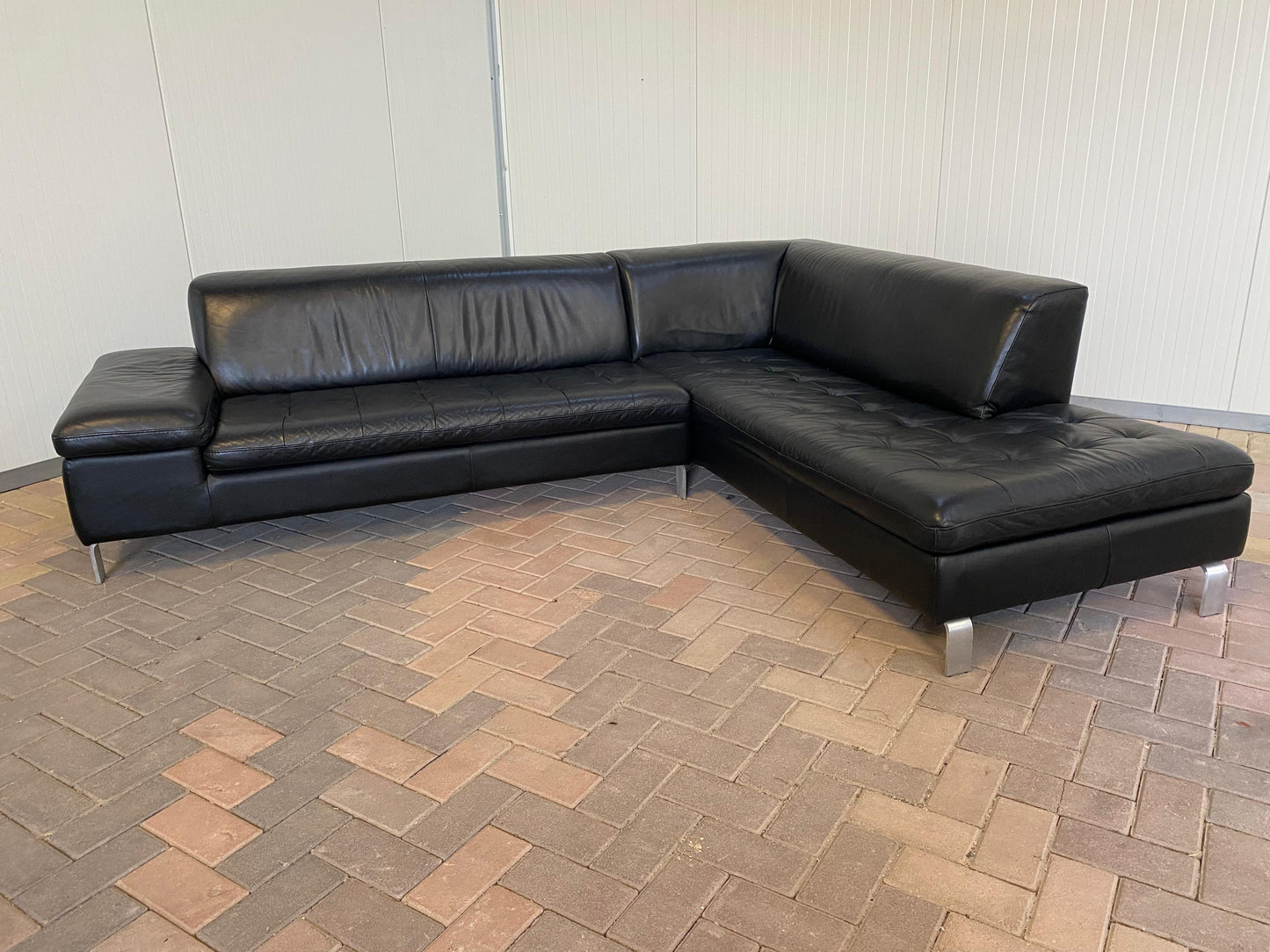 GRATIS LEVERING HEEL BENELUX + DACH Caliaitalia Zwarte Echt Leer Hoekbank