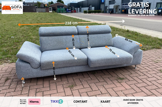 Montel Chicago stoffen 3-Zitsbank–Verstelbaar Comfort–Flexibel Lounge–Gratis Levering NL & BE