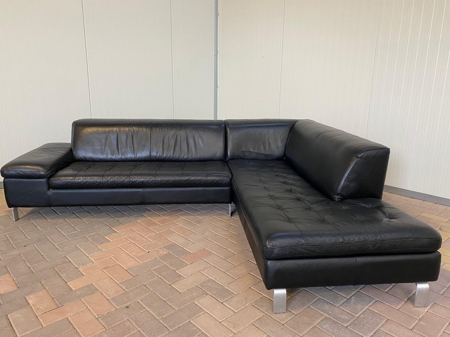 GRATIS LEVERING HEEL BENELUX + DACH Caliaitalia Zwarte Echt Leer Hoekbank