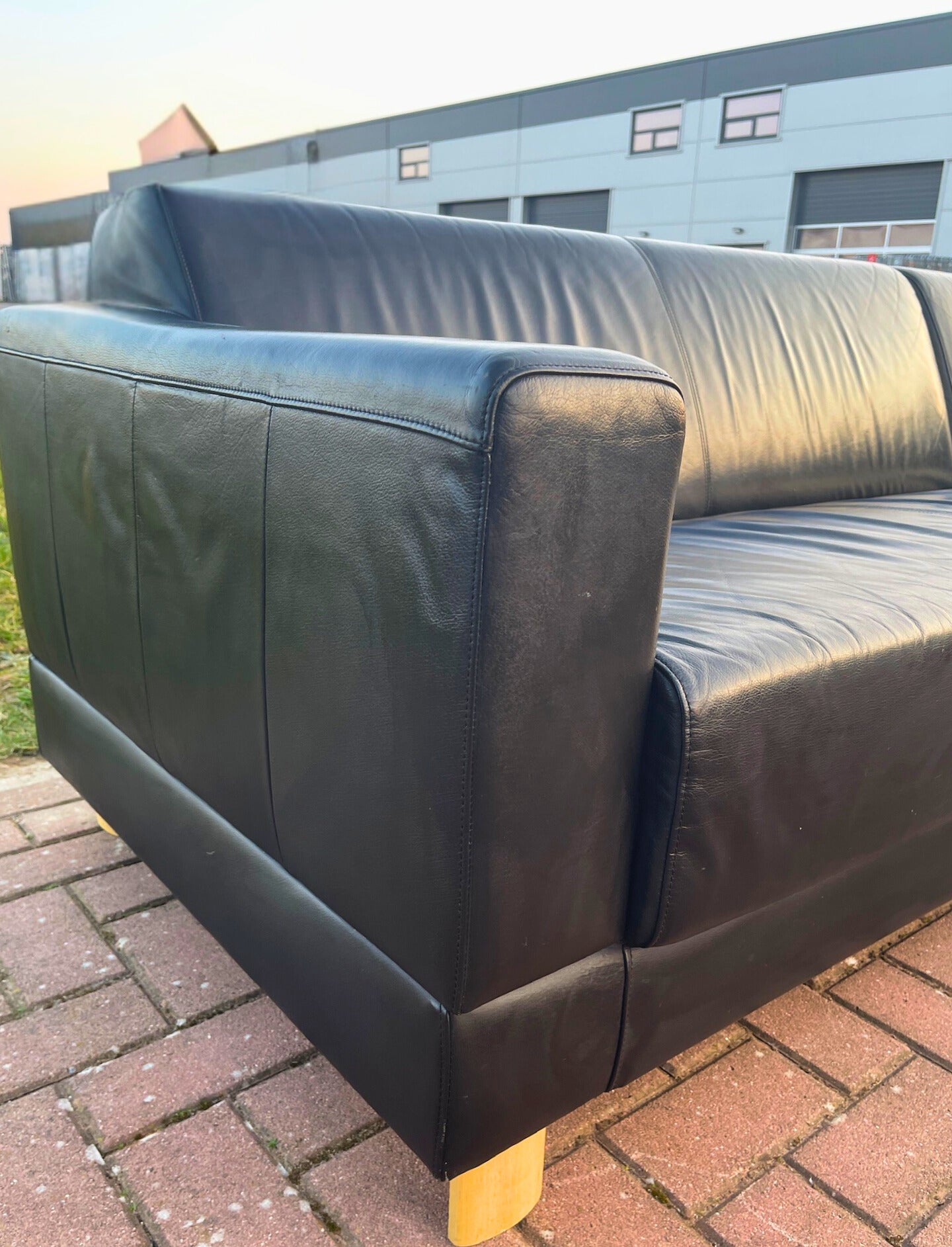 GRATIS LEVERING HEEL BENELUX + DACH Montel Zwart Echt Leer Hoekbank