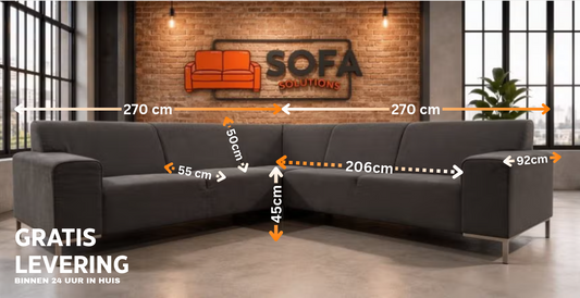 Mooie Grijze Stoffen Hoekbank – Moderne Lounge Zit – Gratis Levering