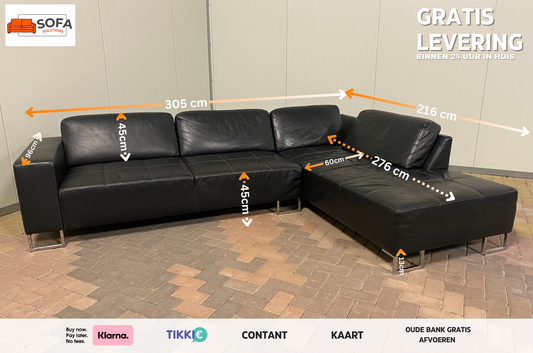 GRATIS LEVERING HEEL BENELUX + DACH Piet Klerkx Grote Leren Hoekbank