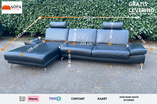 Henders & Hazel Zwarte Hoekbank – Premium Europees Comfort – Echt Leer