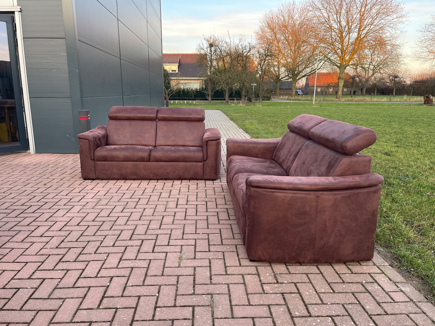 GRATIS LEVERING HEEL BENELUX + DACH 3+ 2.5-zits Stoffen Suede Relax Bankstel