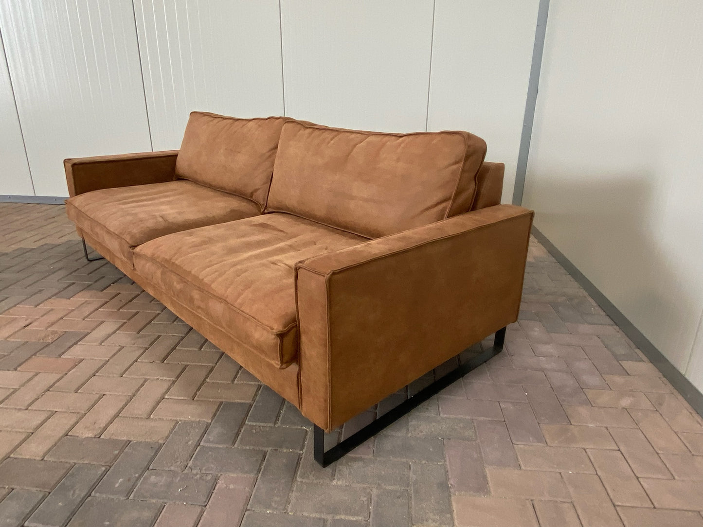 GRATIS LEVERING HEEL BENELUX + DACH Cognac Stoffen 4-zits Bankstel