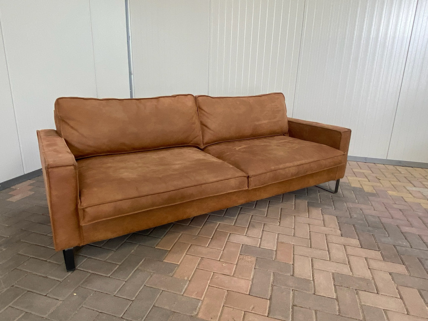 GRATIS LEVERING HEEL BENELUX + DACH Cognac Stoffen 4-zits Bankstel