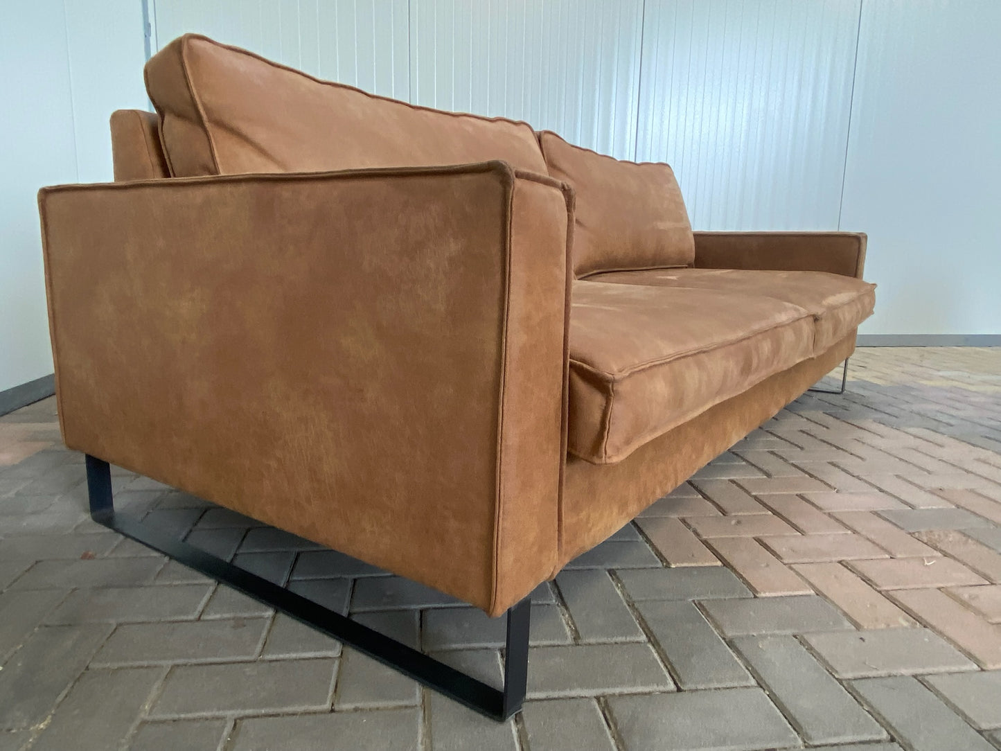 GRATIS LEVERING HEEL BENELUX + DACH Cognac Stoffen 4-zits Bankstel
