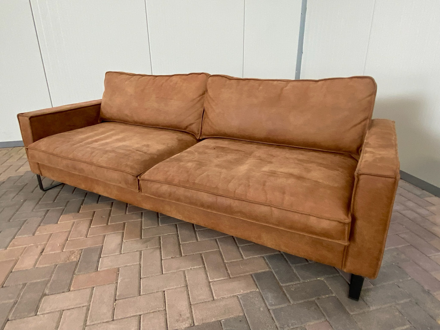 GRATIS LEVERING HEEL BENELUX + DACH Cognac Stoffen 4-zits Bankstel
