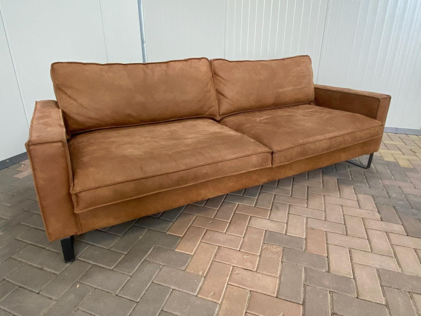 GRATIS LEVERING HEEL BENELUX + DACH Cognac Stoffen 4-zits Bankstel