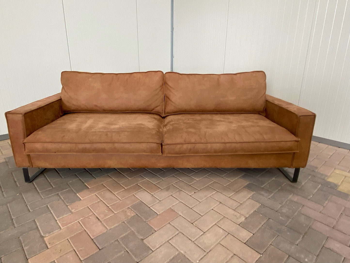 GRATIS LEVERING HEEL BENELUX + DACH Cognac Stoffen 4-zits Bankstel