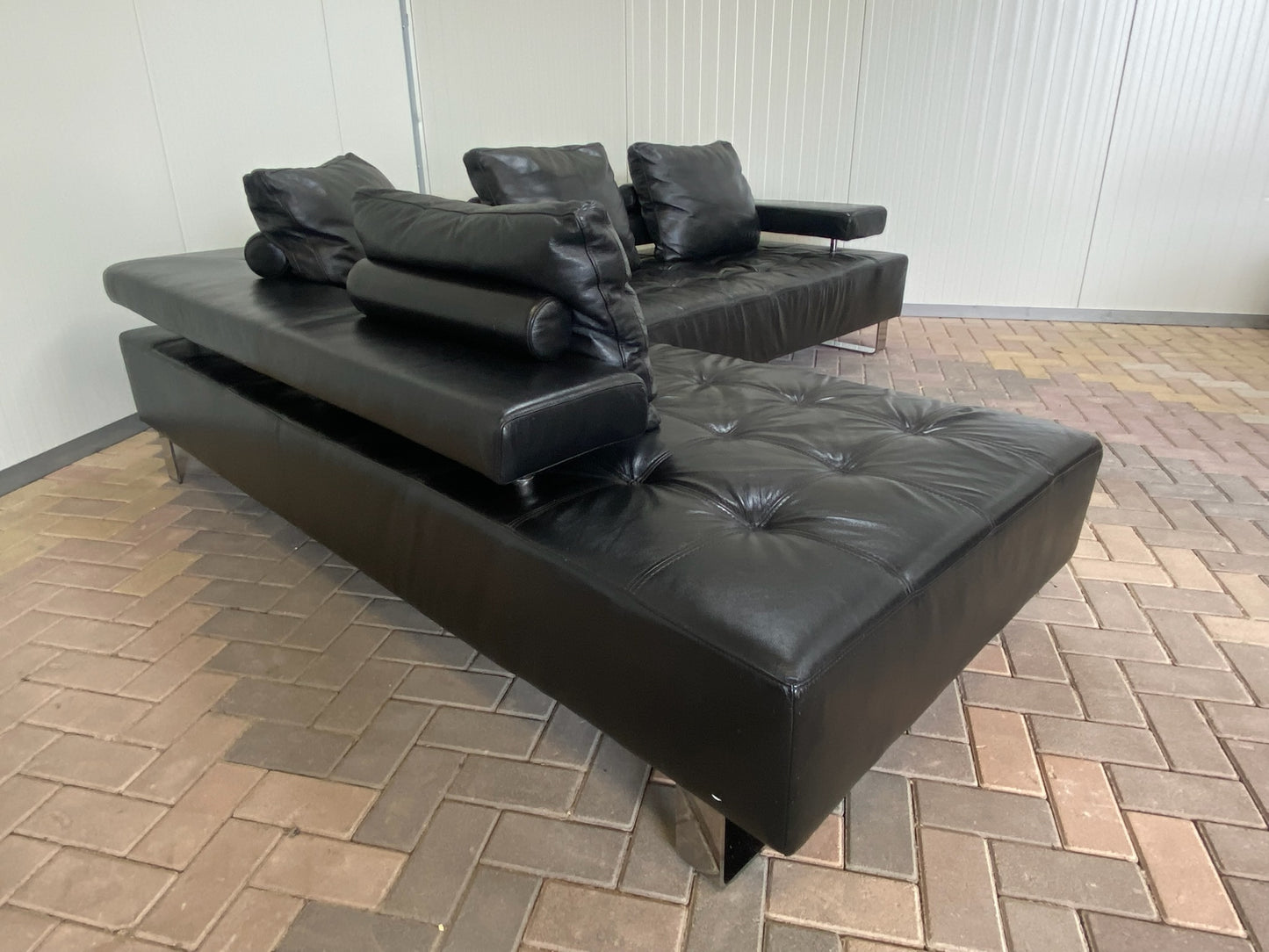 GRATIS LEVERING HEEL BENELUX + DACH Zwarte Montel Echt Leren Hoekbank