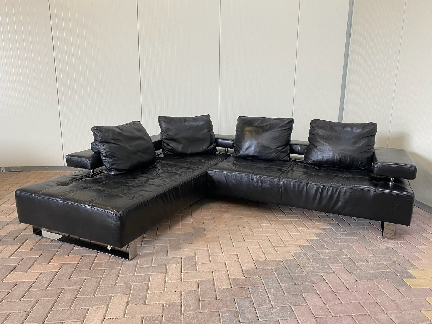 GRATIS LEVERING HEEL BENELUX + DACH Zwarte Montel Echt Leren Hoekbank