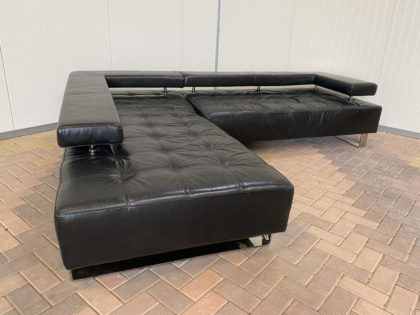 GRATIS LEVERING HEEL BENELUX + DACH Zwarte Montel Echt Leren Hoekbank