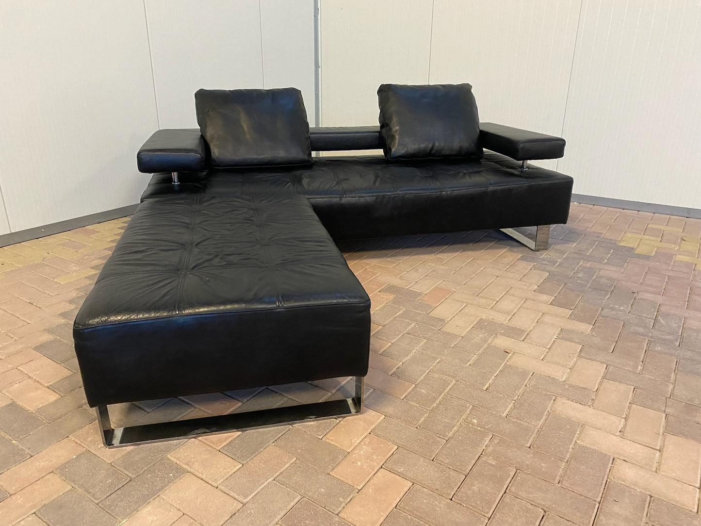 GRATIS LEVERING HEEL BENELUX + DACH Montel 3-zits Echt Leren Bankstel met Hocker