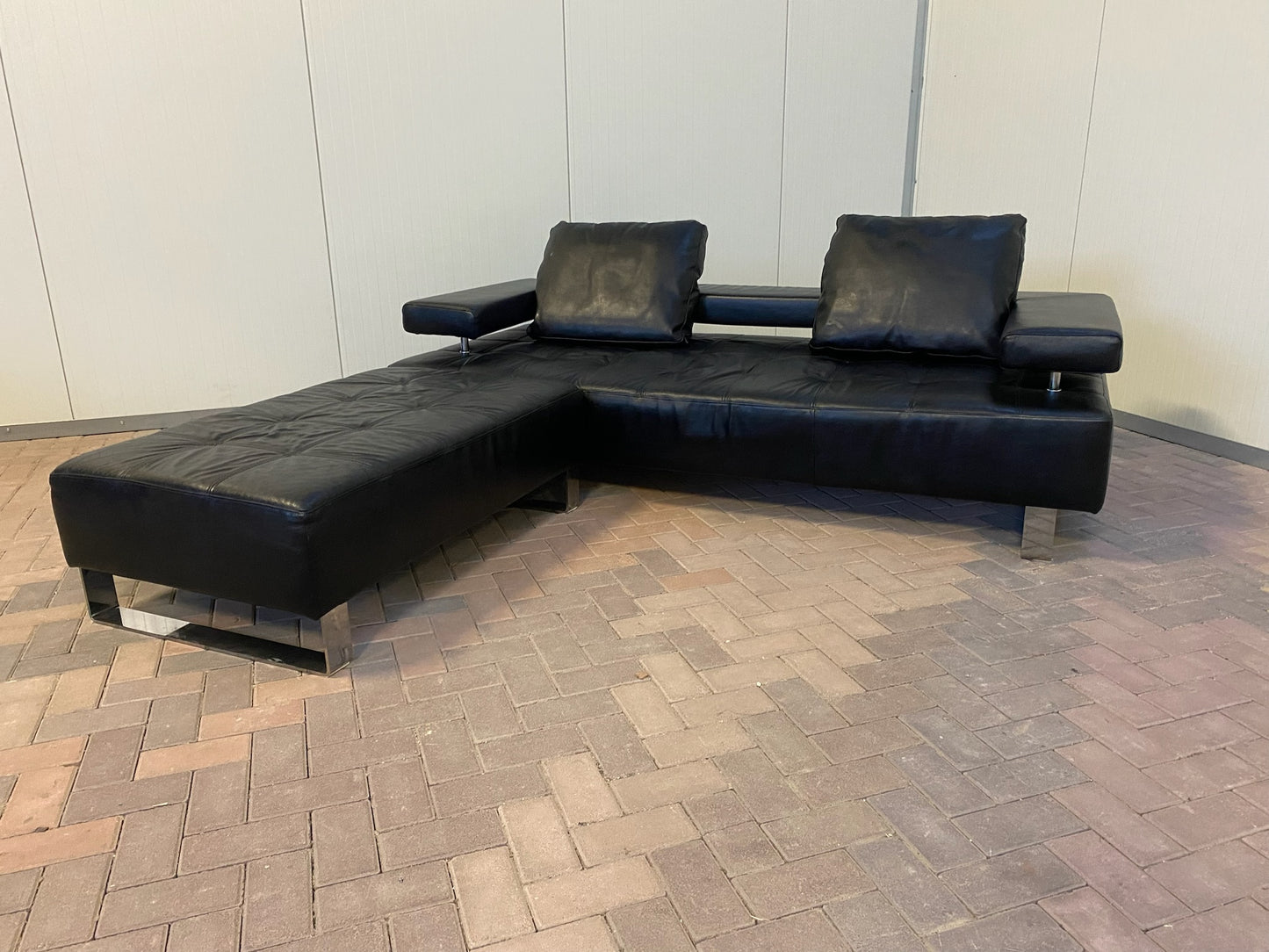 GRATIS LEVERING HEEL BENELUX + DACH Montel 3-zits Echt Leren Bankstel met Hocker