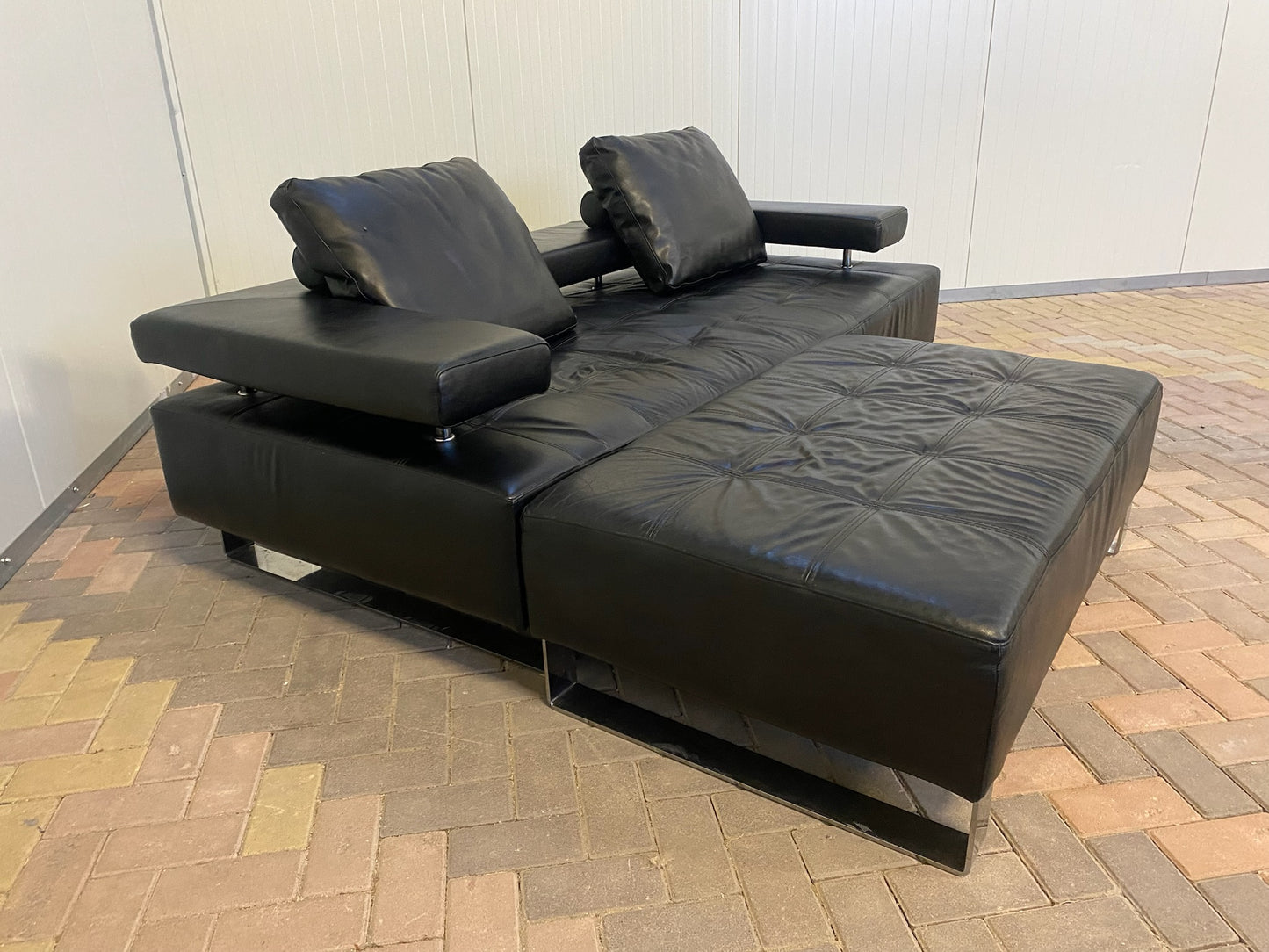 GRATIS LEVERING HEEL BENELUX + DACH Montel 3-zits Echt Leren Bankstel met Hocker
