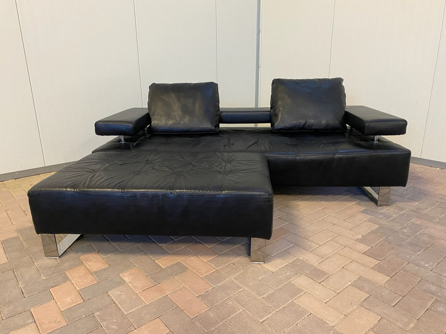 GRATIS LEVERING HEEL BENELUX + DACH Montel 3-zits Echt Leren Bankstel met Hocker