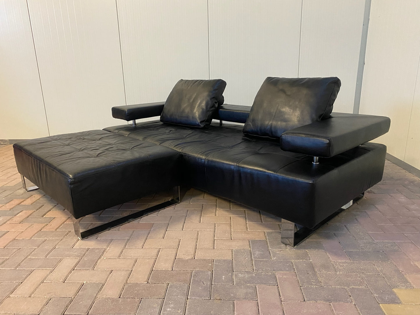 GRATIS LEVERING HEEL BENELUX + DACH Montel 3-zits Echt Leren Bankstel met Hocker