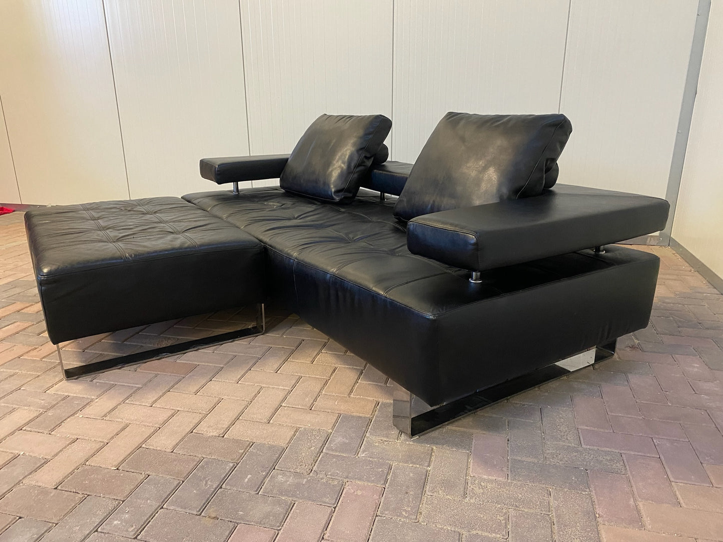 GRATIS LEVERING HEEL BENELUX + DACH Montel 3-zits Echt Leren Bankstel met Hocker