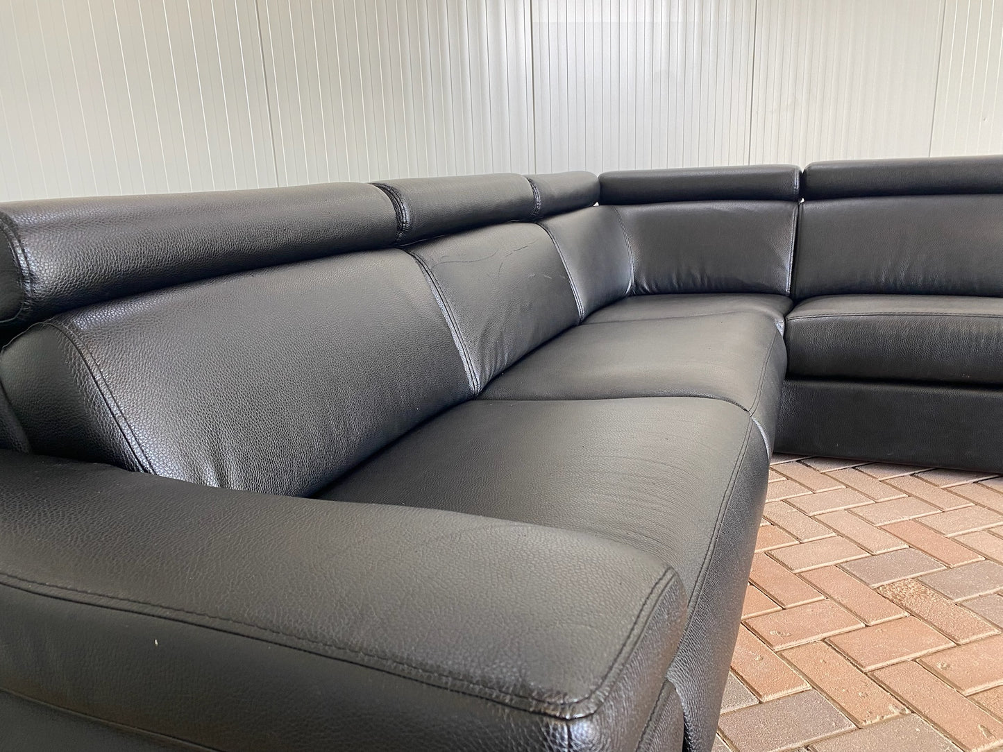 GRATIS LEVERING HEEL BENELUX + DACH Zwarte Echt Leer Hoekbank met Chaise Lounge