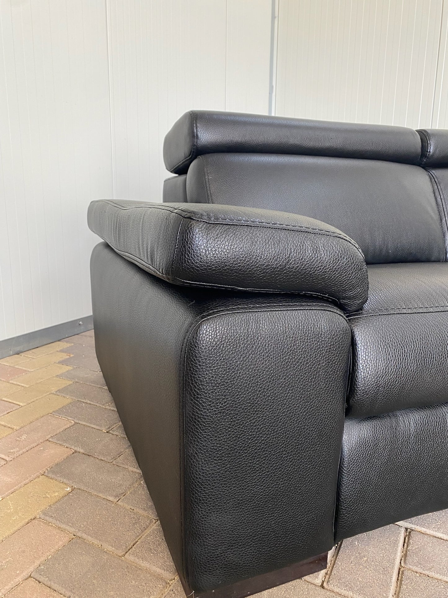 GRATIS LEVERING HEEL BENELUX + DACH Zwarte Echt Leer Hoekbank met Chaise Lounge