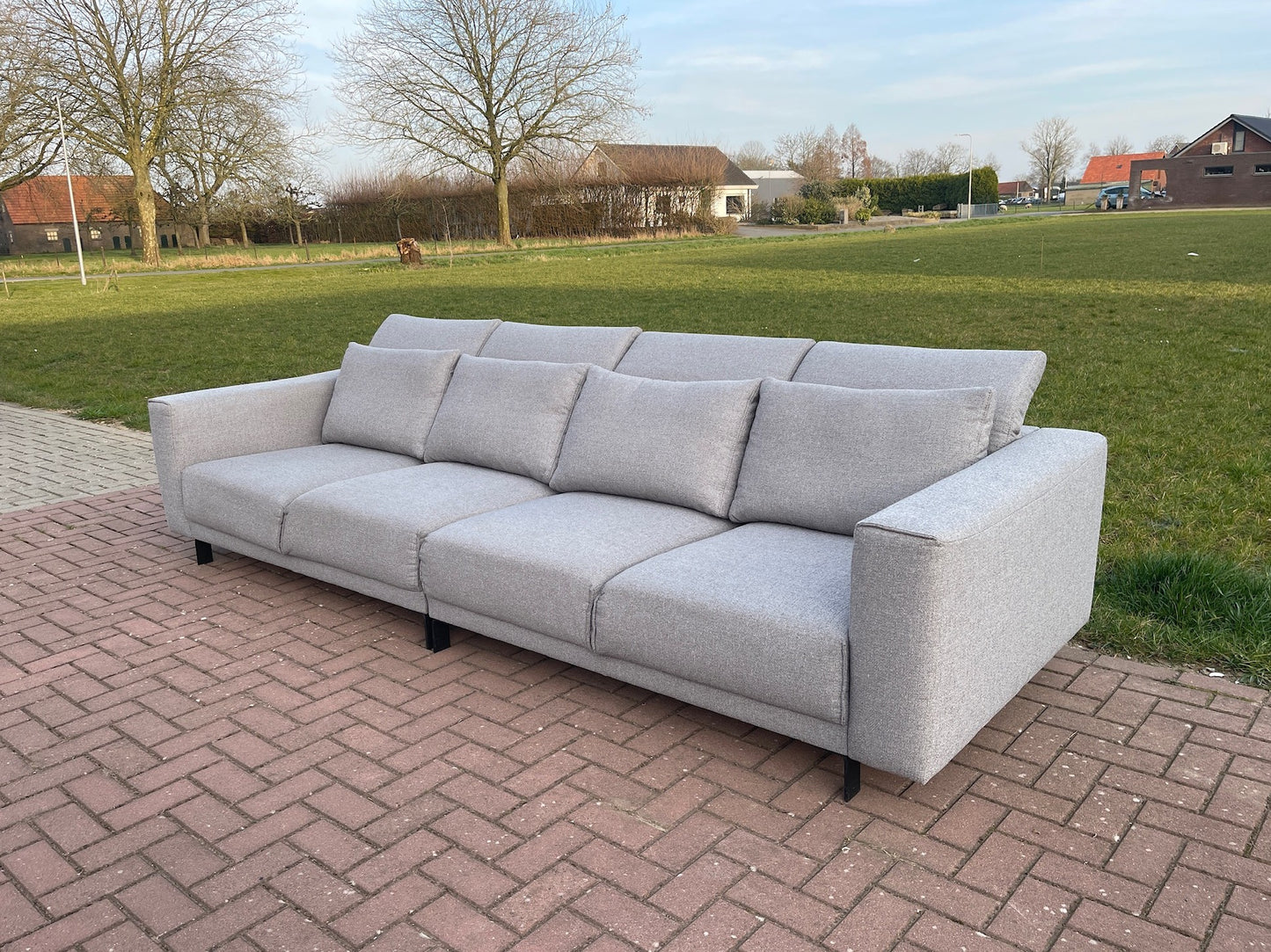GRATIS LEVERING HEEL BENELUX + DACH Montel Grijs 4-zits Stoffen Bankstel