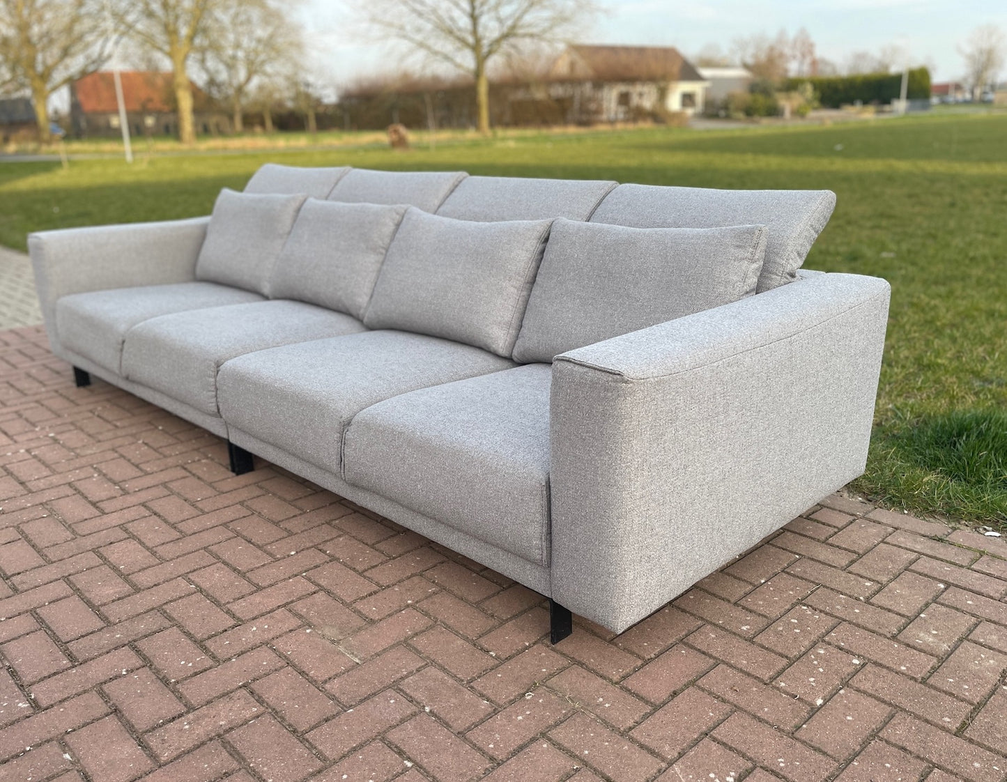 GRATIS LEVERING HEEL BENELUX + DACH Montel Grijs 4-zits Stoffen Bankstel