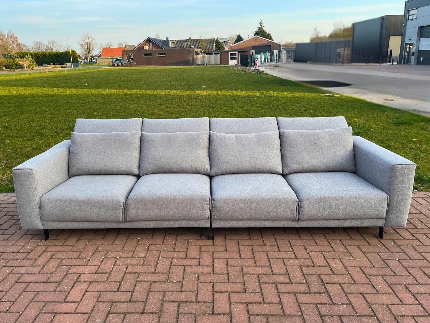 GRATIS LEVERING HEEL BENELUX + DACH Montel Grijs 4-zits Stoffen Bankstel