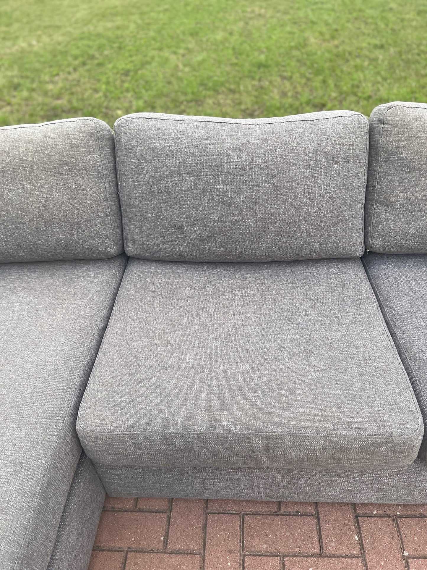 GRATIS LEVERING HEEL BENELUX + DACH N-joy Grijs Stoffen Hoekbank met Lounge Links