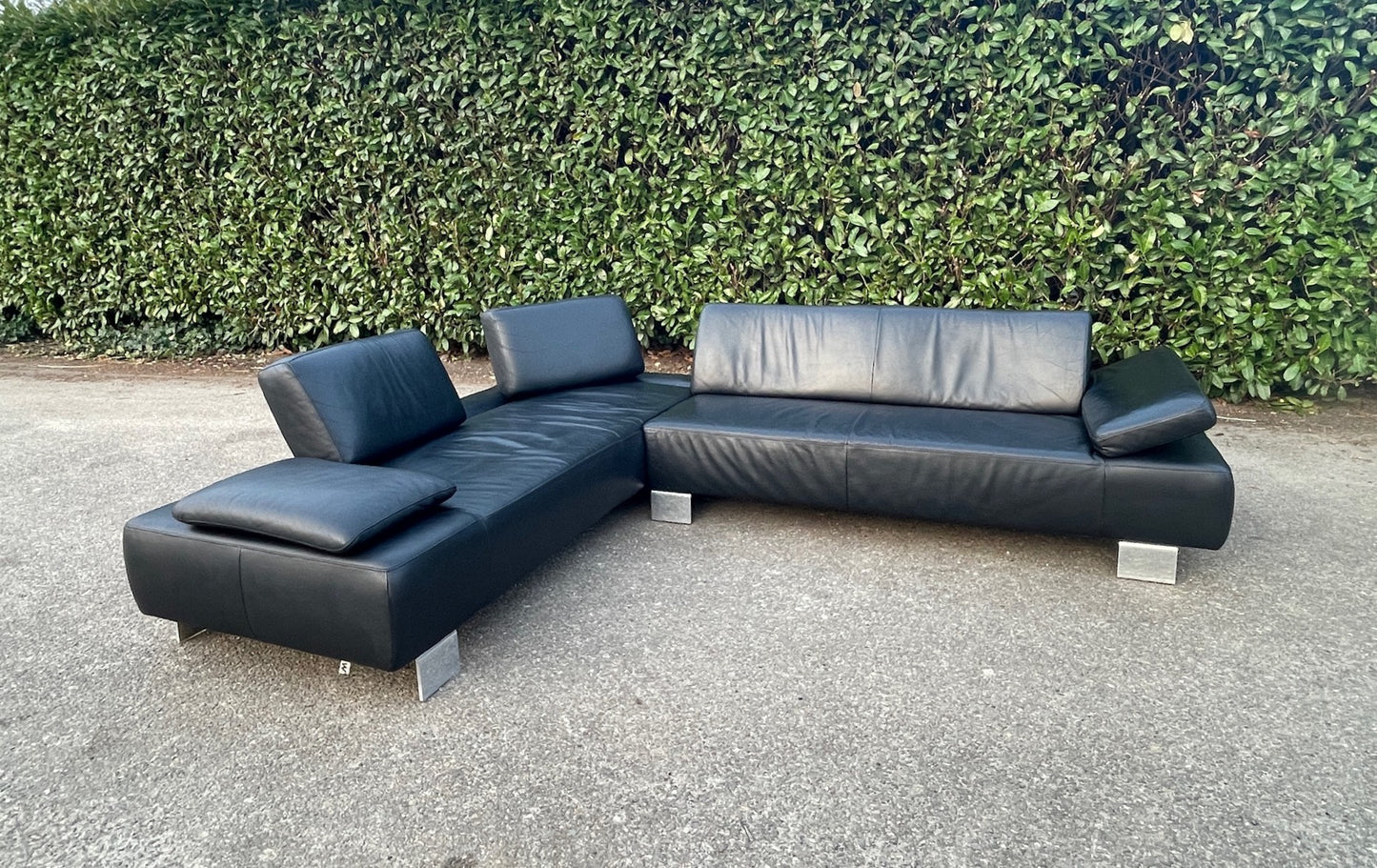 GRATIS LEVERING HEEL BENELUX + DACH Montel Zwarte Echt Leer Hoekbank