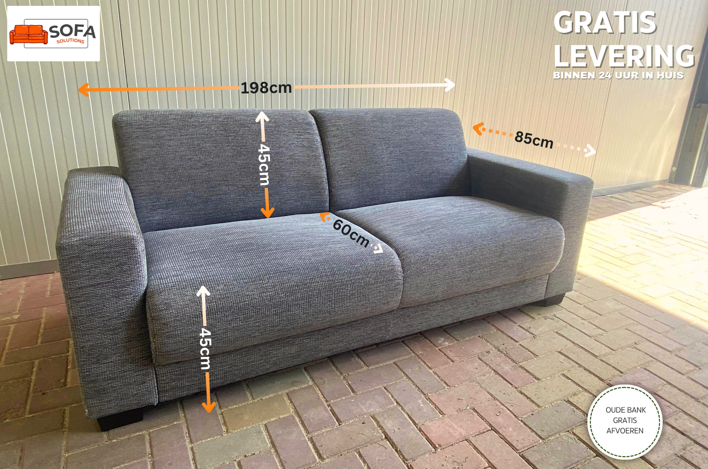 GRATIS LEVERING HEEL BENELUX + DACH Moderne Grijs Stoffen 3-zits Bankstel
