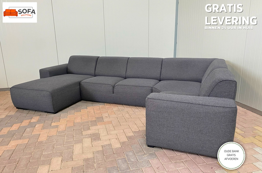 Grijs Stoffen U-Bankstel–Extra Grote Lounge Hoekbank–Gratis Levering