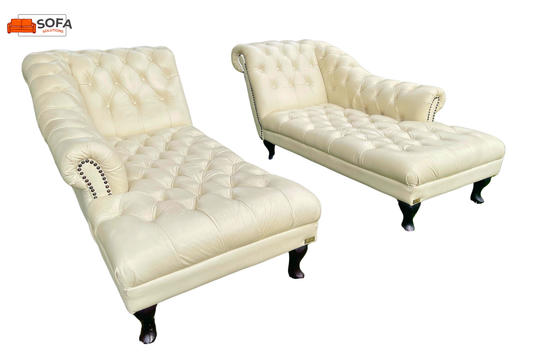 Chesterfield Chaise Lounge Set – Tijdloos Echt Leer Design – Luxe Uitstraling – Gratis Levering