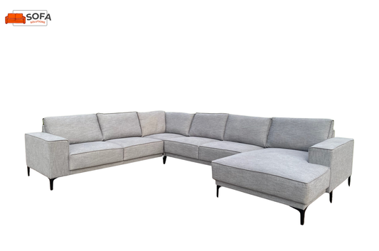 Grijs Stoffen U-Bankstel – Extra Grote Lounge Hoekbank – Gratis Levering