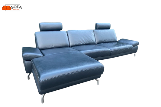 Henders & Hazel Zwarte Hoekbank – Premium Europees Comfort – Echt Leer