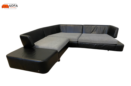 Natuzzi Opus Zwarte Leren Hoekbank–Italiaans Premium Design–Gratis Levering NL & BE