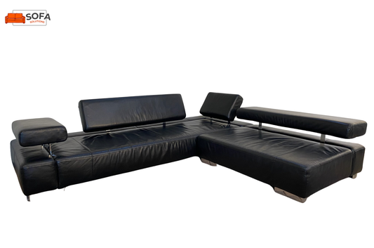 Bruhl Zwarte Design Hoekbank – Echt Leer – Verstelbaar Premium Comfort – Gratis Levering NL & BE