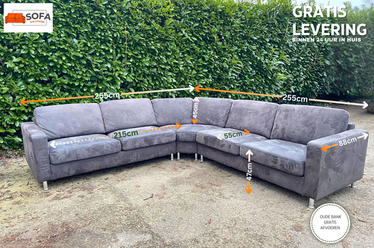 GRATIS LEVERING HEEL BENELUX + DACH Mooie Grote Antraciet Hoekbank