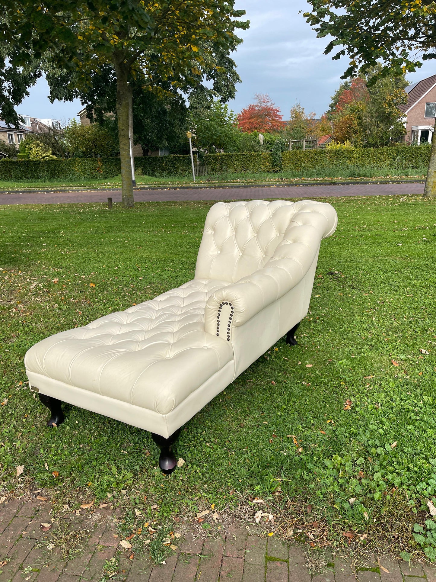Chesterfield Chaise Lounge Set – Tijdloos Echt Leer Design – Luxe Uitstraling – Gratis Levering