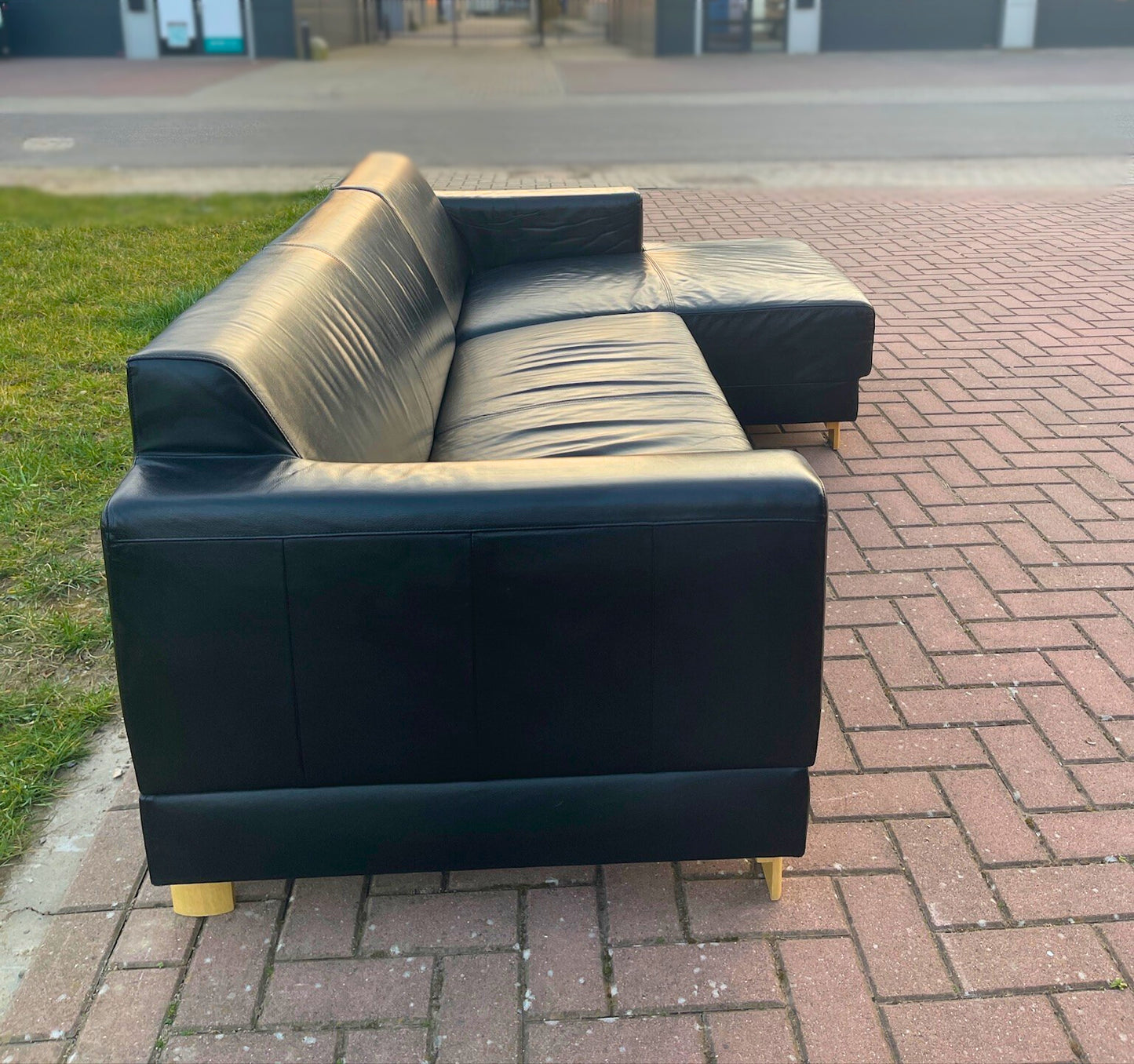 GRATIS LEVERING HEEL BENELUX + DACH Montel Zwart Echt Leer Hoekbank