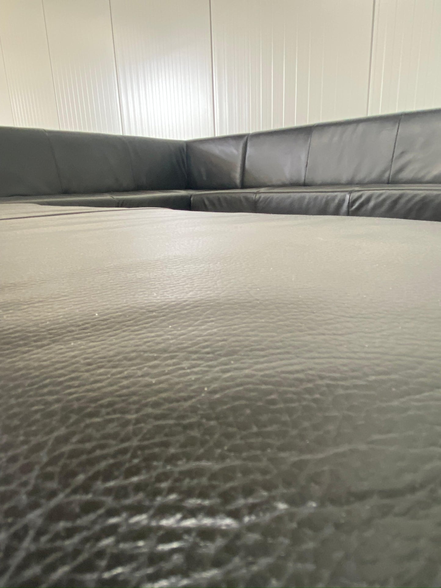 GRATIS LEVERING HEEL BENELUX + DACH Zwart Echt Leer Eet Hoekbank met Hocker