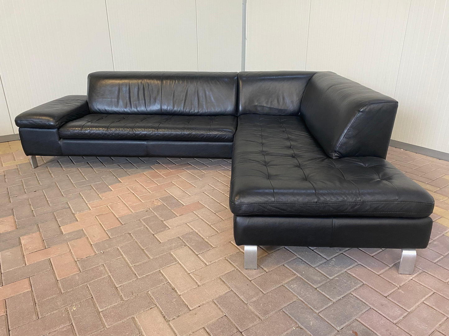 GRATIS LEVERING HEEL BENELUX + DACH Caliaitalia Zwarte Echt Leer Hoekbank