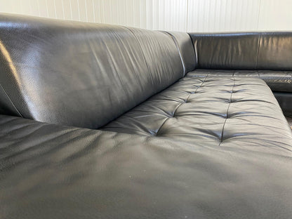 GRATIS LEVERING HEEL BENELUX + DACH Caliaitalia Zwarte Echt Leer Hoekbank