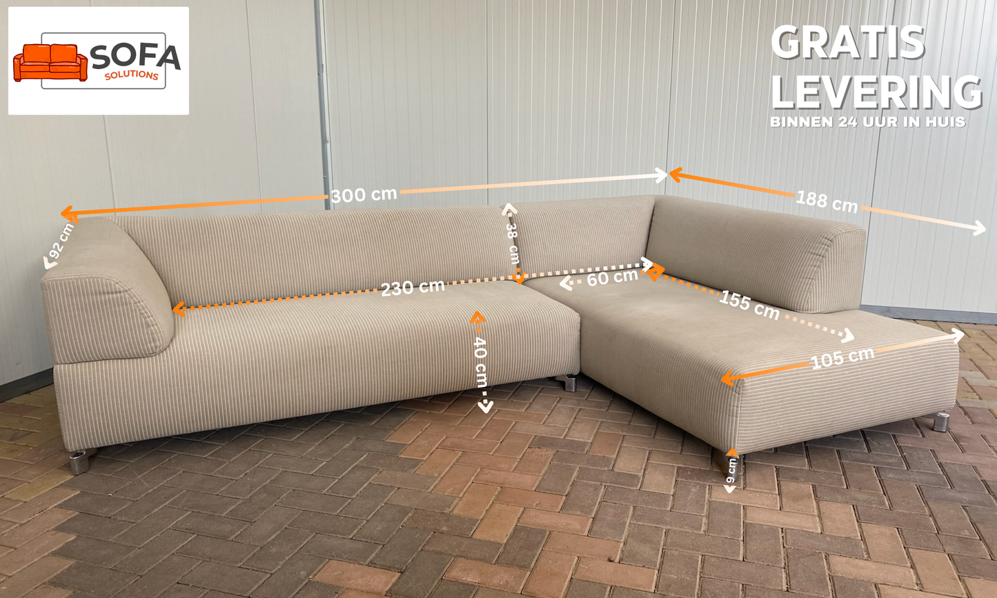Leolux Faya Lobi Design Hoekbank– Luxe Ribstof–Iconisch Nederlands Design–Gratis Levering