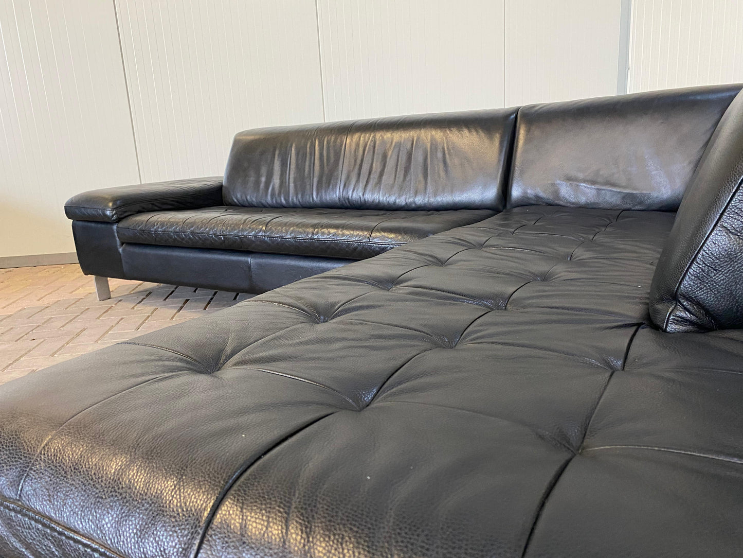 GRATIS LEVERING HEEL BENELUX + DACH Caliaitalia Zwarte Echt Leer Hoekbank