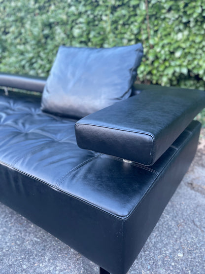 Montèl Cipriani Design Hoekbank – Zwart Echt Leer – Luxe Hocker – Gratis Levering
