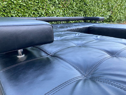 Montèl Cipriani Design Hoekbank – Zwart Echt Leer – Luxe Hocker – Gratis Levering