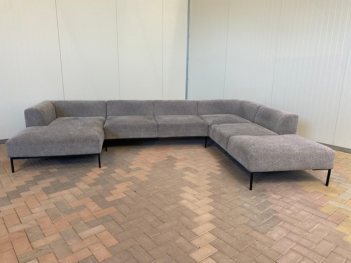 GRATIS LEVERING HEEL BENELUX + DACH Montel Grote Grijs Stoffen U-Bankstel