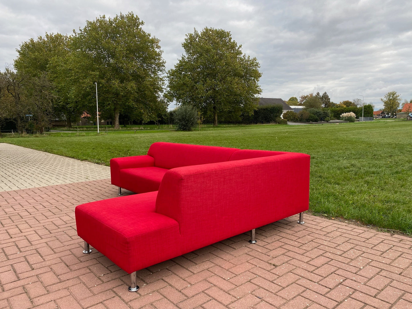 GRATIS LEVERING HEEL BENELUX + DACH Rode Stoffen Hoekbank