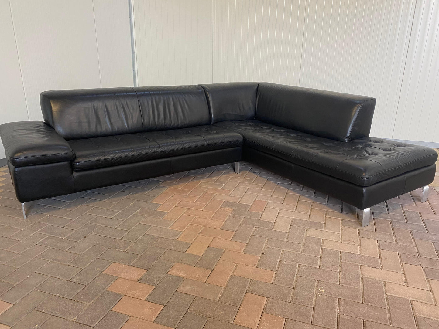 GRATIS LEVERING HEEL BENELUX + DACH Caliaitalia Zwarte Echt Leer Hoekbank